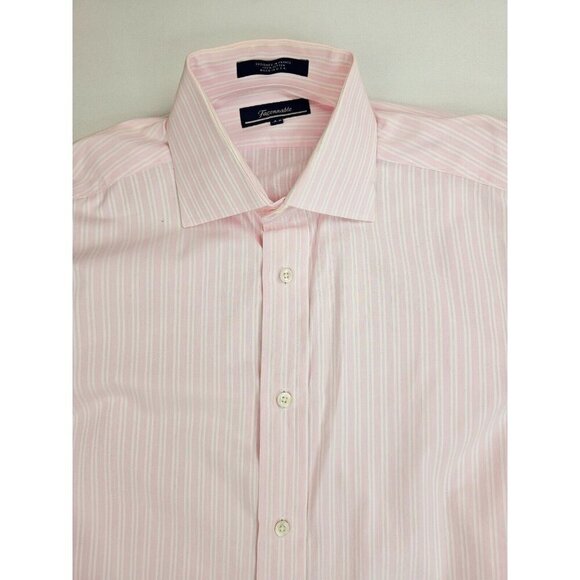Faconnable Size 3/15.5 R Mens Powder Pink White Stripe French Cuff Spread Collar - Picture 1 of 11
